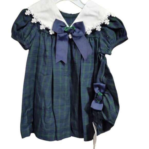 Rare Editions 3 Piece Set Baby 18 Month Y2K Dress, Panty, & Bonnet Gingham NWT - Picture 3 of 10